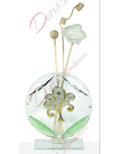 Glass perfumer with crystals and tree of life 10.5 cm