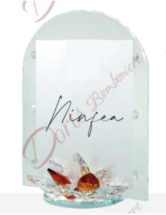 Portafoto in cristallo con ninfea colore a scelta - cm.14x10interno - cm.6x9 777308 Made in Italy Matrimonio