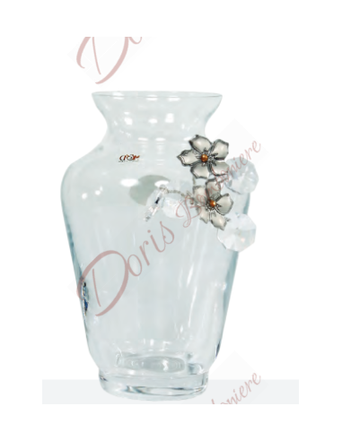 Glass jar with flowers and crystals 11 cm