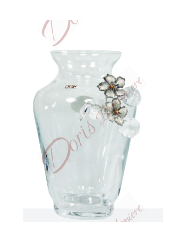 Glass jar with flowers and crystals 11 cm