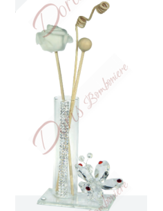 Diffuseur en verre cristal avec papillon avec strass de couleur 10 cm