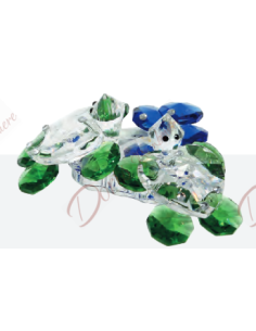 Coppia tartaruge in cristallo con zampine colore a scelta cm 9 10426 Made in Italy Matrimonio