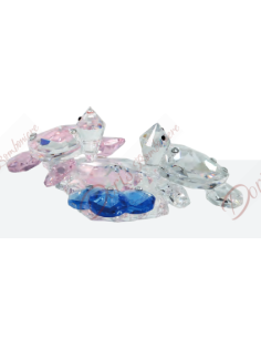 Kristallschildkrötenpaar mit Pfotenfarbe nach Wahl 10 cm