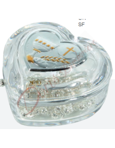 Heart-shaped box in crystal glass with application of your choice 8.5 cm