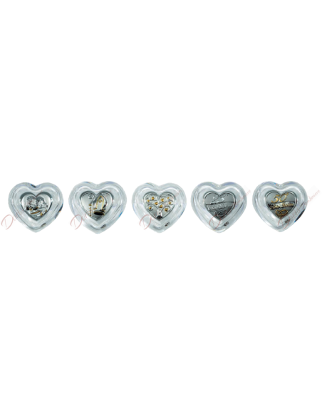 Boîte en forme de coeur en verre cristal avec application au choix 8,5 cm Boîte en forme de coeur en verre cristal avec application au choix 8,5 cm