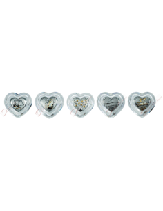 Scatoletta a forma di cuore in vetro cristallo con rosario applicazione a scelta cm 8.5 2
