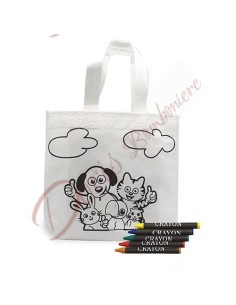BAG Sacchetto borsetta per bambini da colorare con pastelli T-165
