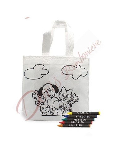 BAG Sacchetto borsetta per bambini da colorare con pastelli