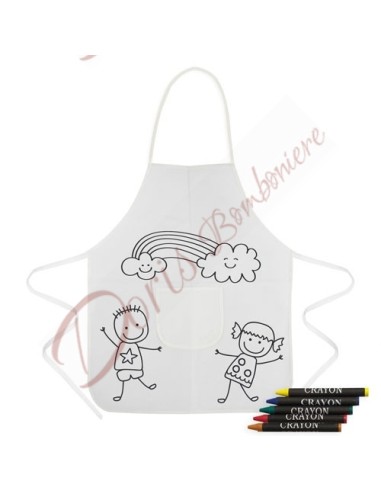 Grembiule da colorare con pastelli a cera inclusi 49x59 cm