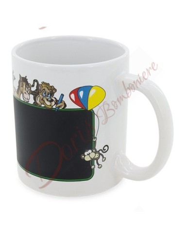 Tasse avec tableau noir et animaux - 1 craie incluse