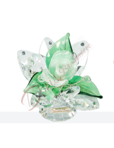 Blume mit Kristall und Muranoglas mit Blütenblättern Farbe Ihrer Wahl 10 cm
