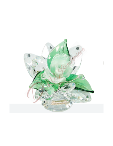 Fleur avec cristal et verre de murano avec pétales couleur au choix 10 cm