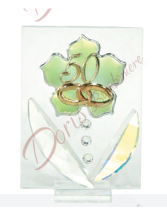 Quadro in vetro cristallo con applicazione fiore a scelta 7.5x5.5 cm 19001