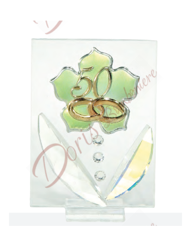 Image en verre cristal avec application de fleurs au choix 7,5x5,5 cm