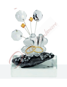 Crystal creation with occasion flower application of your choice 9x6 cm