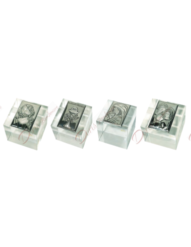Fermacarte in vetro cristallo con applicazione ricorrenza a scelta cm 6.3x6