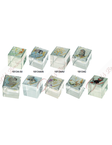 Presse-papiers en verre cristal avec application personnalisable 4x4 cm