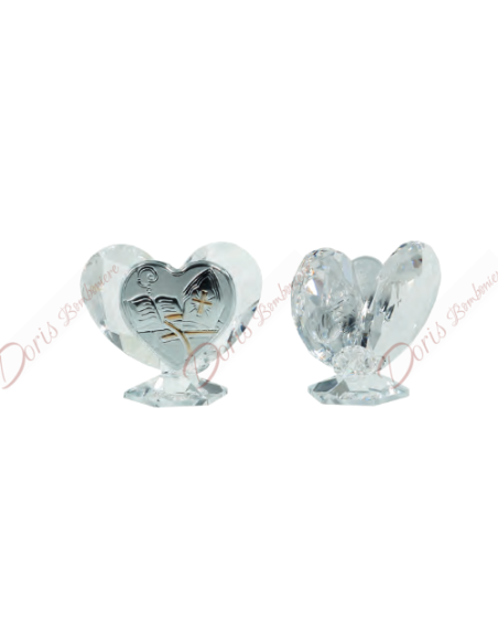Cuore in cristallo con applicazione a scelta cm 6x6 Cuore in cristallo con applicazione a scelta cm 6x6