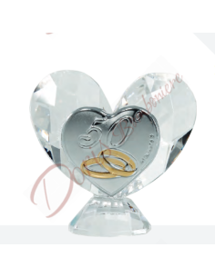 Cuore in cristallo con applicazione a scelta cm 6x6 2