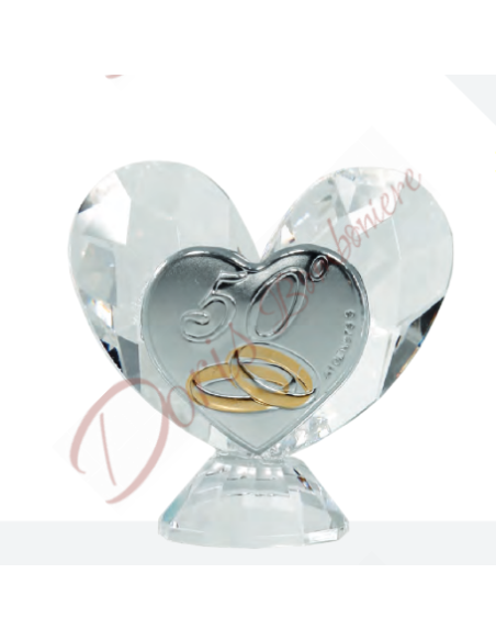 Cuore in cristallo con applicazione a scelta cm 6x6 Cuore in cristallo con applicazione a scelta cm 6x6