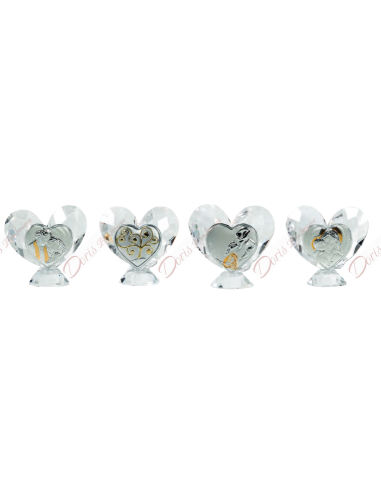 Cuore in cristallo con applicazione a scelta cm 6x6