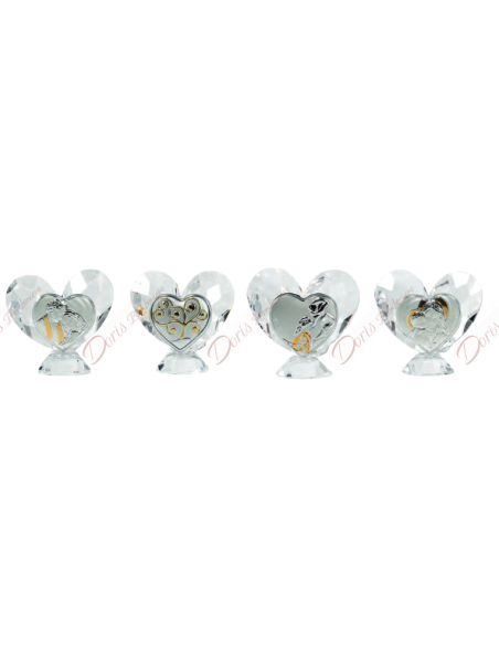 Cuore in cristallo con applicazione a scelta cm 6x6 Cuore in cristallo con applicazione a scelta cm 6x6