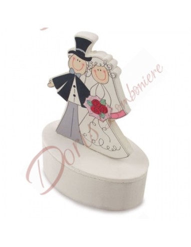 Wooden box for wedding with bride and groom 4x5 cm