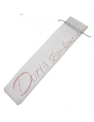 Sac organza pour éventails 31,5x7 cm gris très clair