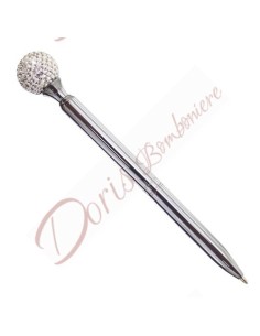 Silver pen with rhinestone ball