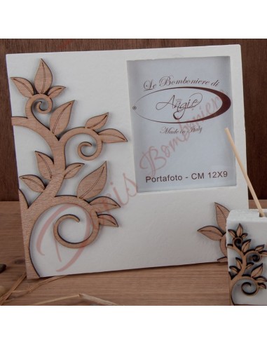 Photo frame with wooden branch tree of life 15x15 cm