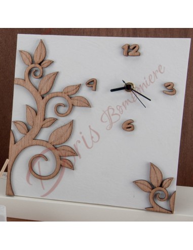 Clock with tree of life wooden branch 12x12 cm