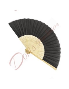 Fan in BLACK worked bamboo wood