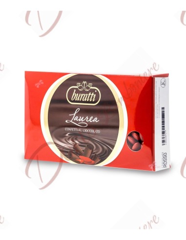Confetti al cioccolato fondente rosso per laurea o cresima confezione 1 kg marca Buratti