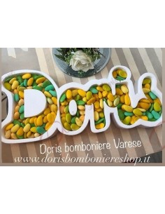 Personalized name tray for sugared almonds in polystyrene 2