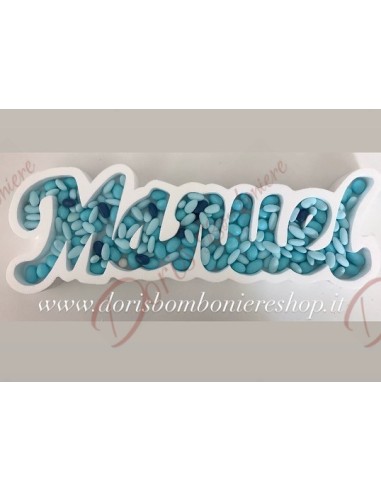 Personalized name tray for sugared almonds in polystyrene