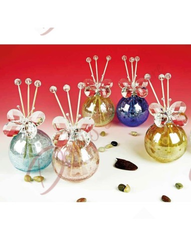 Diffuseur de parfum en verre de Murano et papillon en cristal