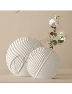 Vaso foglia bianca in porcellana cm 31X33.5