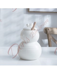 Barattolo porcellana bianca porta miele 12x8.5 cm