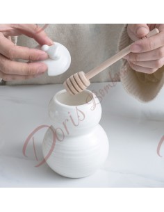 Pot à miel en porcelaine blanche 12x8,5 cm 2