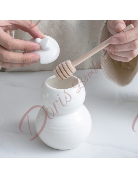 Pot à miel en porcelaine blanche 12x8,5 cm Pot à miel en porcelaine blanche 12x8,5 cm