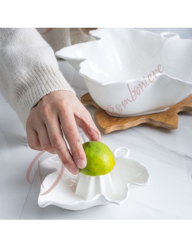 Leaf white porcelain citrus squeezer - useful favor 16.5x15 cm