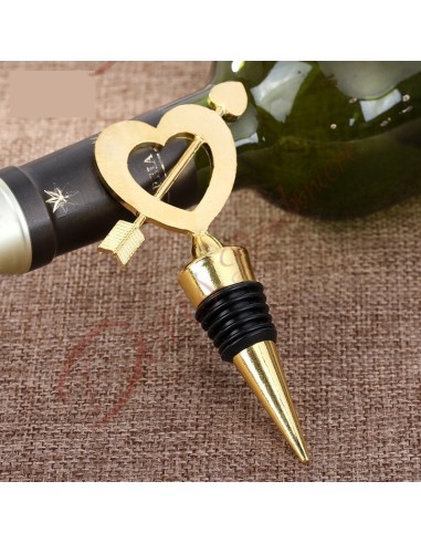 Flaschenverschluss mit Herz und Pfeil in Goldfarbe