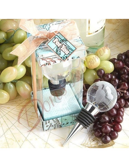 Wedding Favors Bottle stopper with world globe glass crystal travel theme Wedding Favors Bottle stopper with world globe glass crystal travel theme