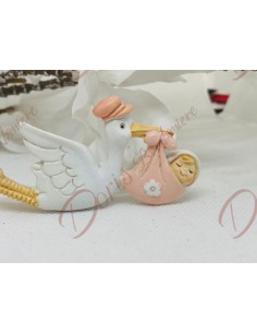 Stork magnet with pink bag 7.8 cm in resin 2