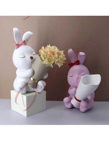 Assorted rabbit flower vase 2 colors 20X25X35 cm