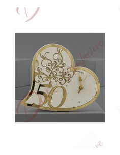 CLOCK HEART TREE 50 GOLD 20,5X17,5X4cm