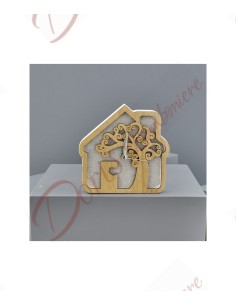 HOUSE CLOCK WITH TREE Size: 12.5x4x12.5