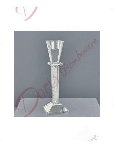 CRISTAL CANDLESTICK PYRAMID MD. GIFTBOX Mis: H. 20