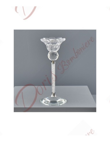 CRISTAL CANDLESTICK FLOWER PC. GIFTBOX Mis: H.18