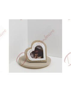 Wooden photo frame with white resin decoration